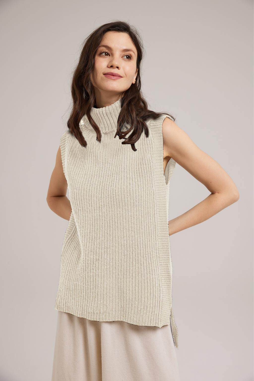 High Neck Cashmere Blend Vest