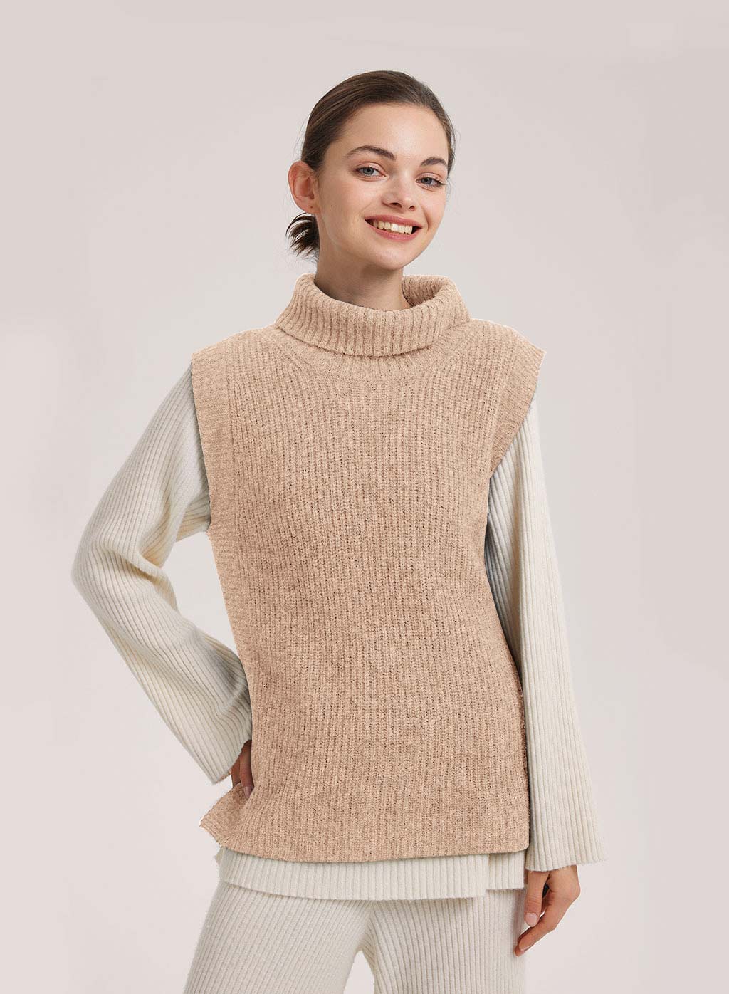 High Neck Cashmere Blend Vest