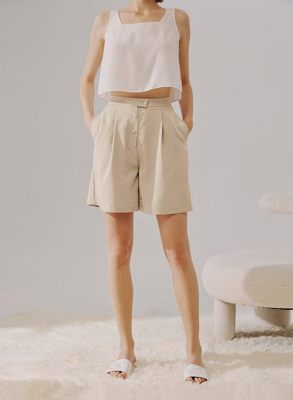 High Waist Gathered Shorts