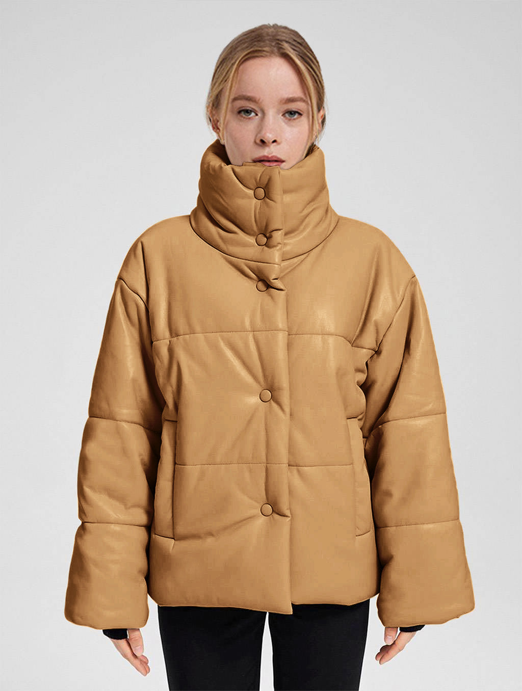 NAP Buttoned Faux Leather Jacket