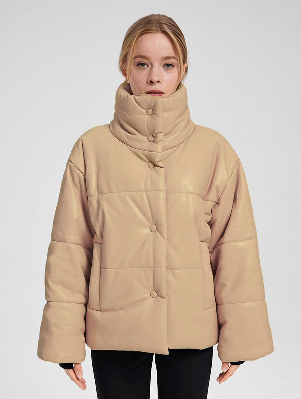 NAP Buttoned Faux Leather Jacket