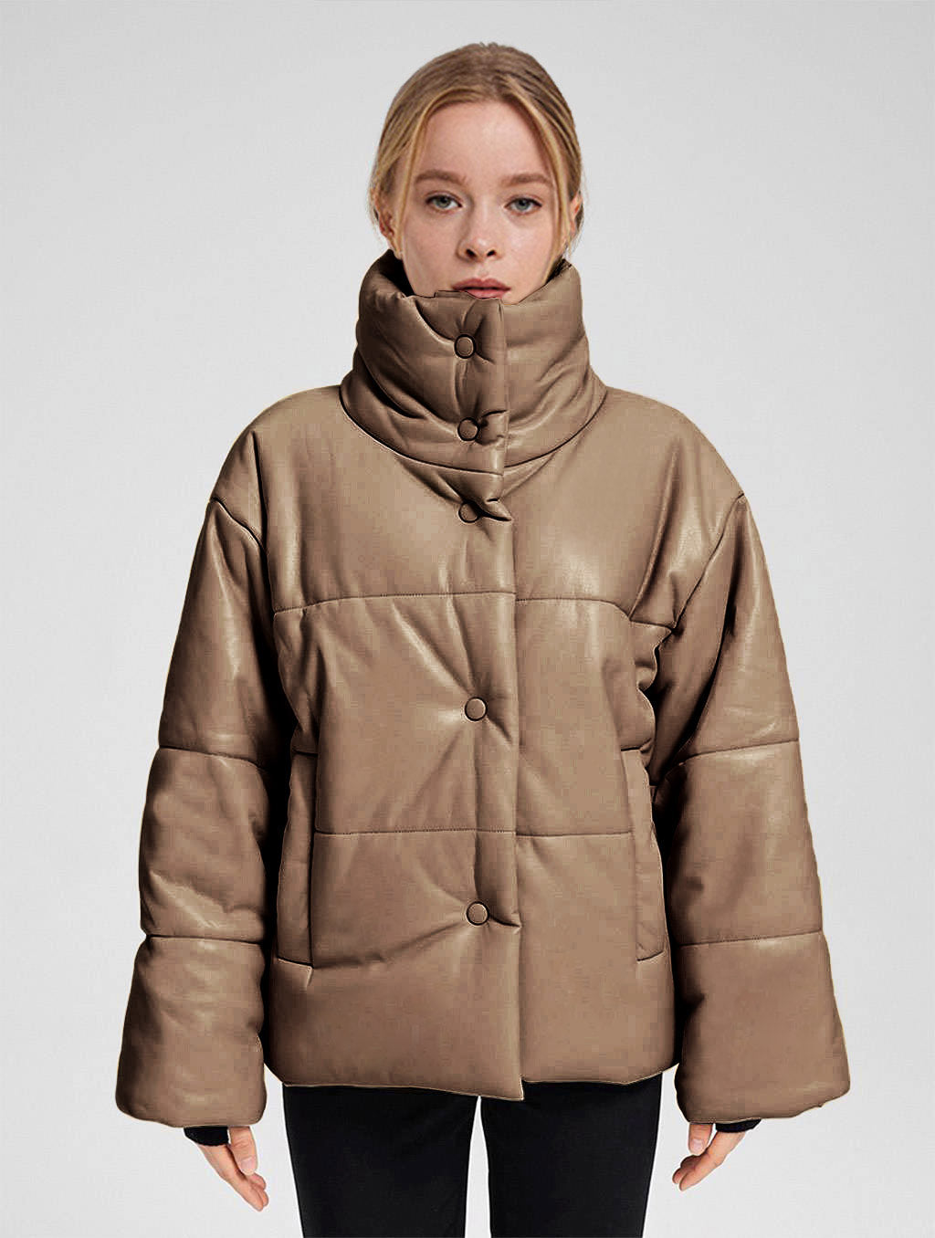 NAP Buttoned Faux Leather Jacket