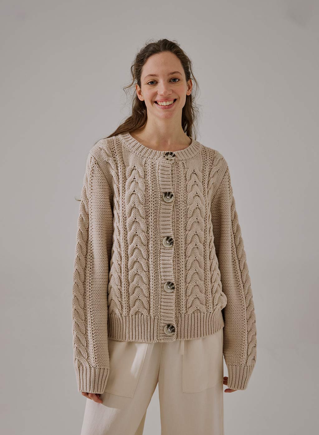 Marble-Button Cardigan