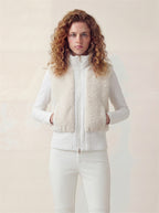 Hooded 3-in-1 short down jacket lamb wool ski jacket two-piece set