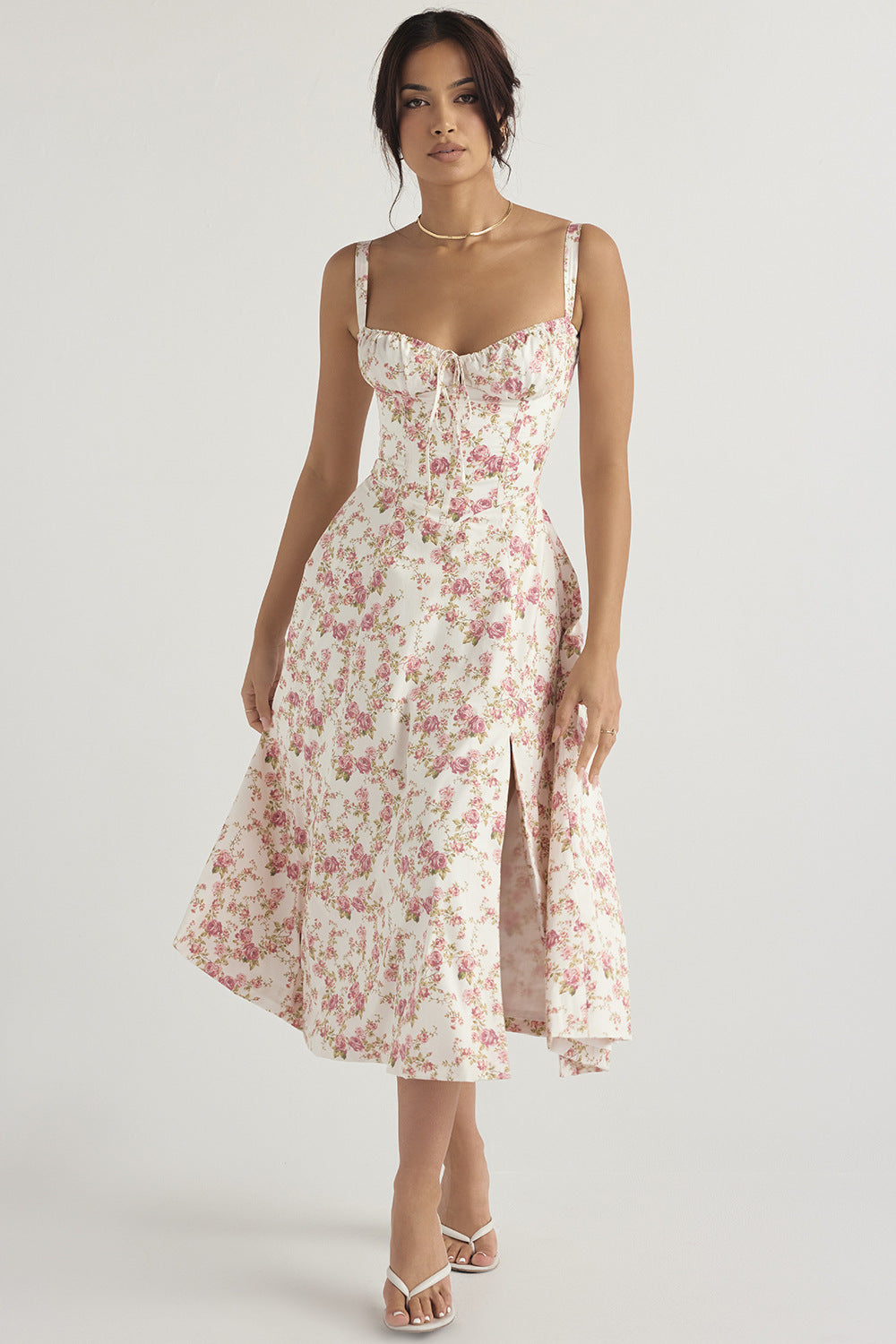 Sleeveless backless printed dress