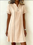 V-neck splicing shirt dress