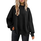 crew neck bat wing long-sleeved sweater