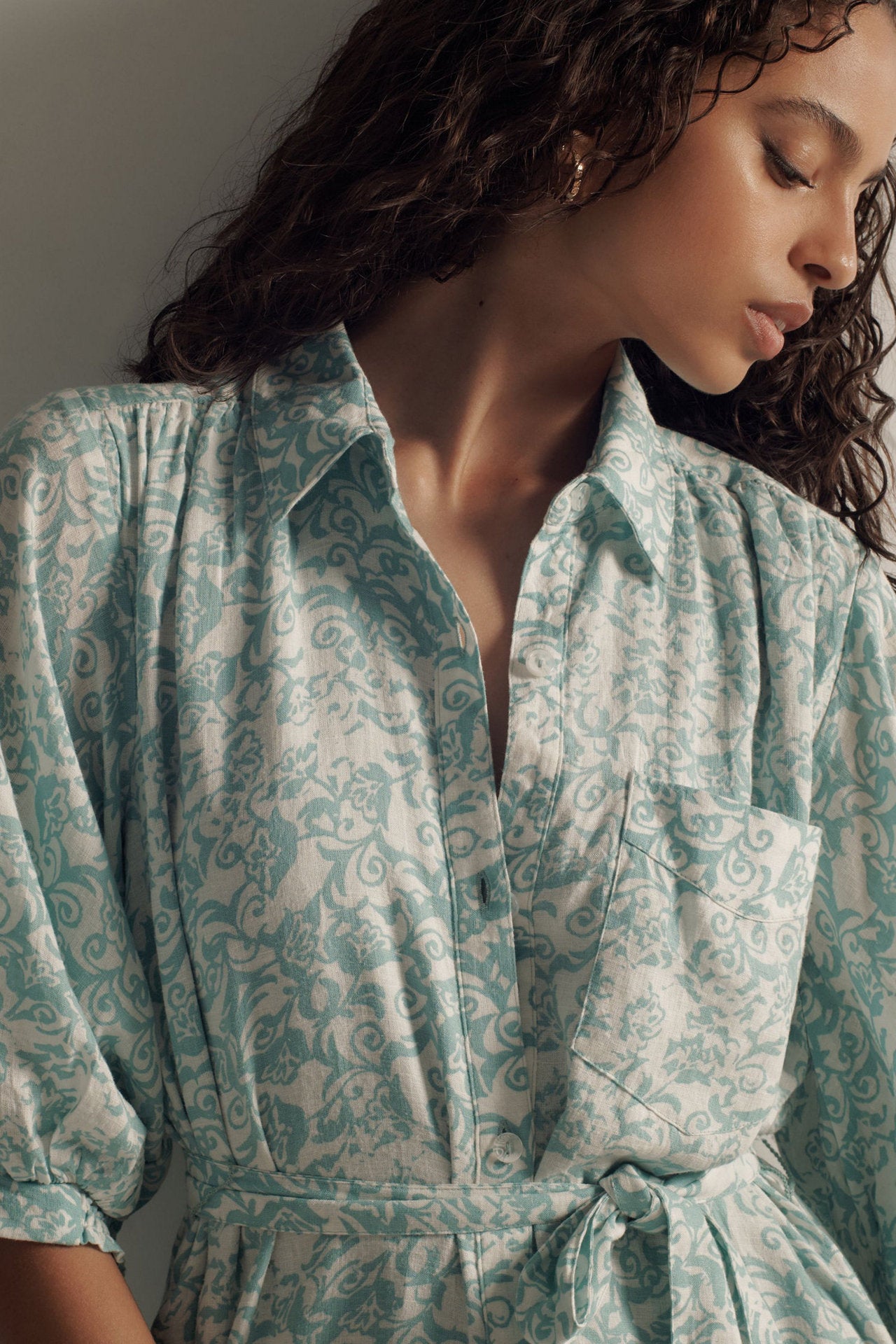 Printed shirt dress
