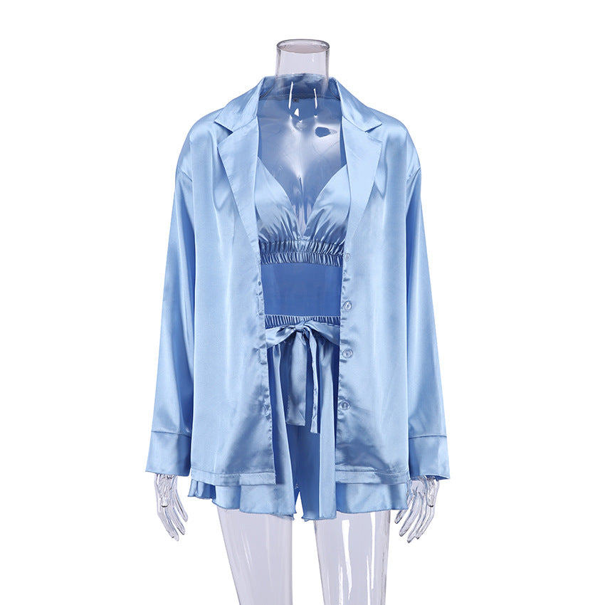 Silk long-sleeved bathrobe loungewear