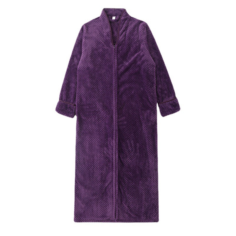 Thickened and extra long flannel pajamas, pineapple plaid pajamas