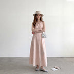 Back waist hollow sleeveless dress