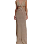 V-neck kink vest long skirt