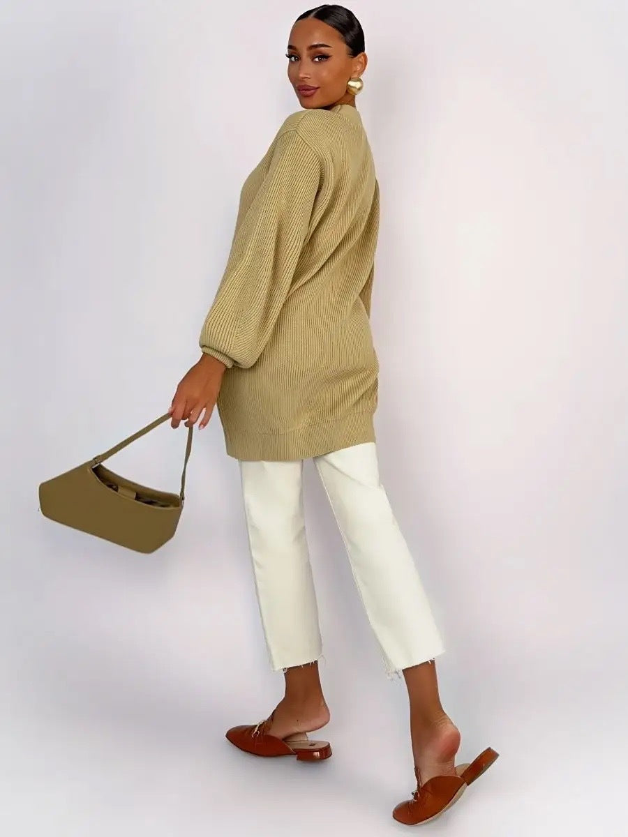 Solid color cardigan knitted breasted cardigan
