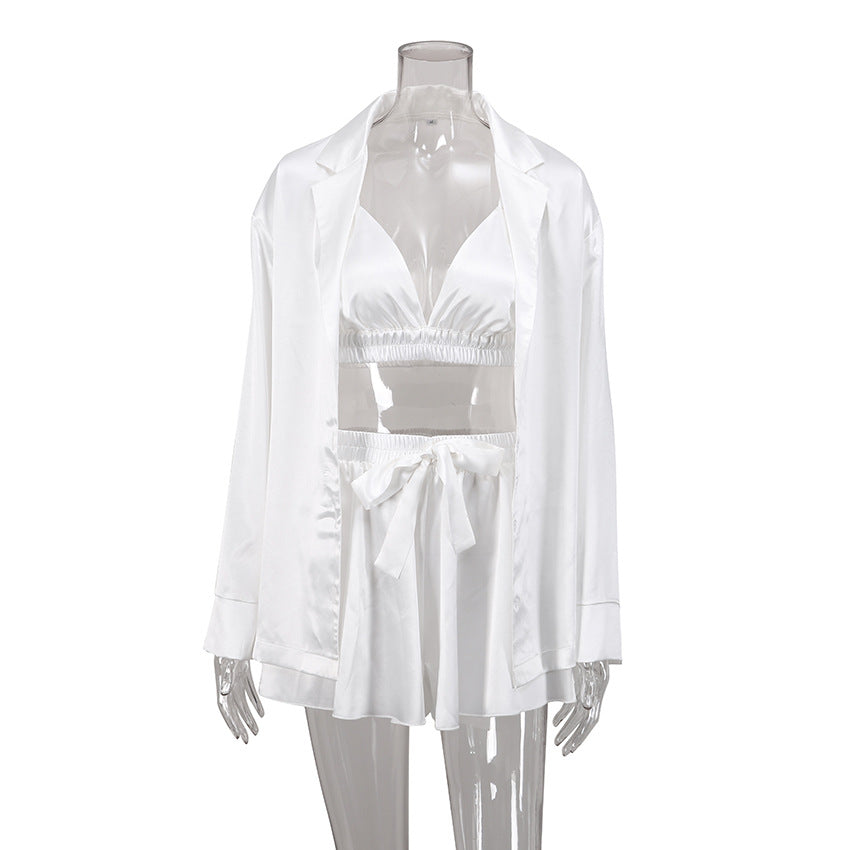 Silk long-sleeved bathrobe loungewear