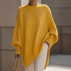 Crew neck pullover solid color knitted sweater