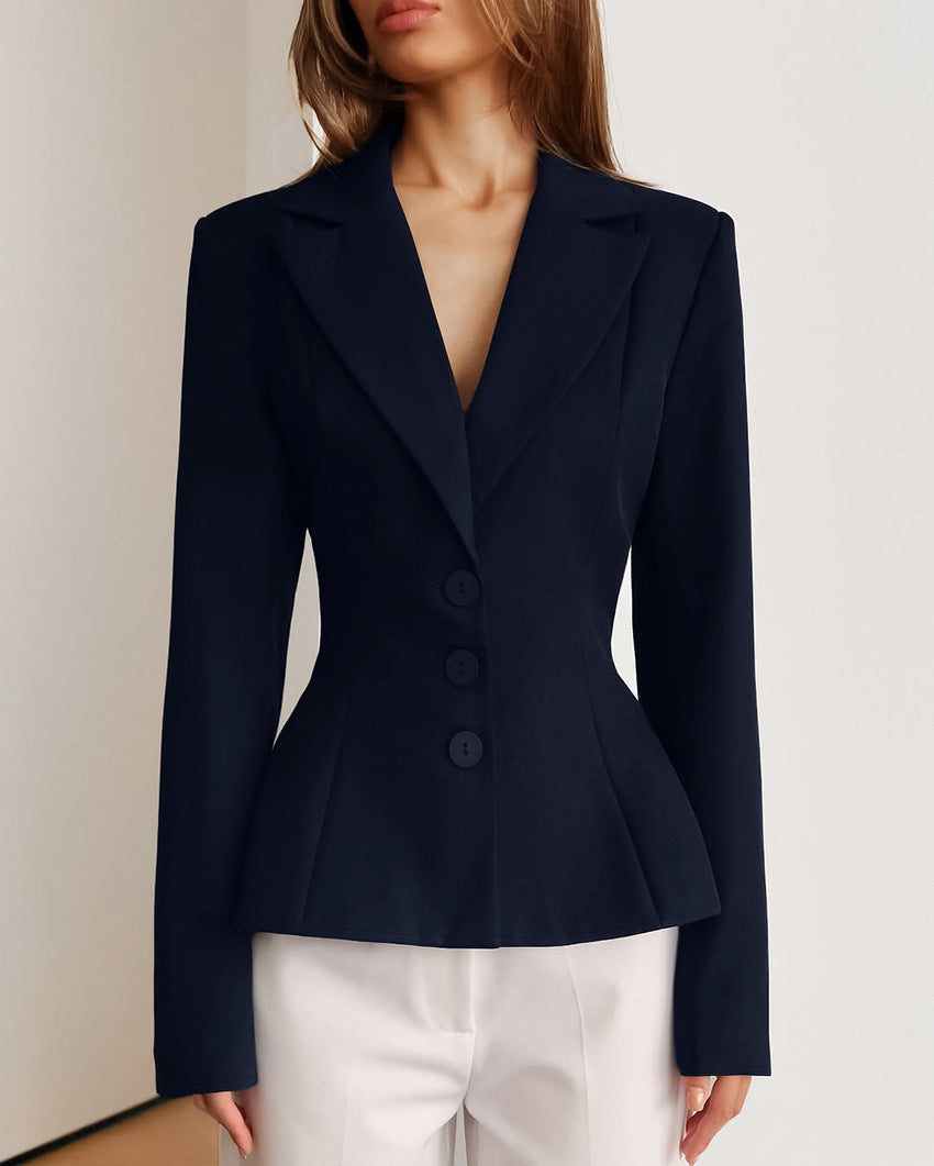 Waist pleated small suit slim fit suit