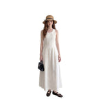 Back waist hollow sleeveless dress
