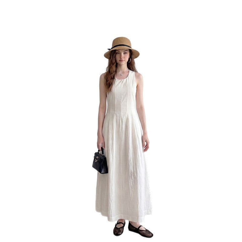 Back waist hollow sleeveless dress
