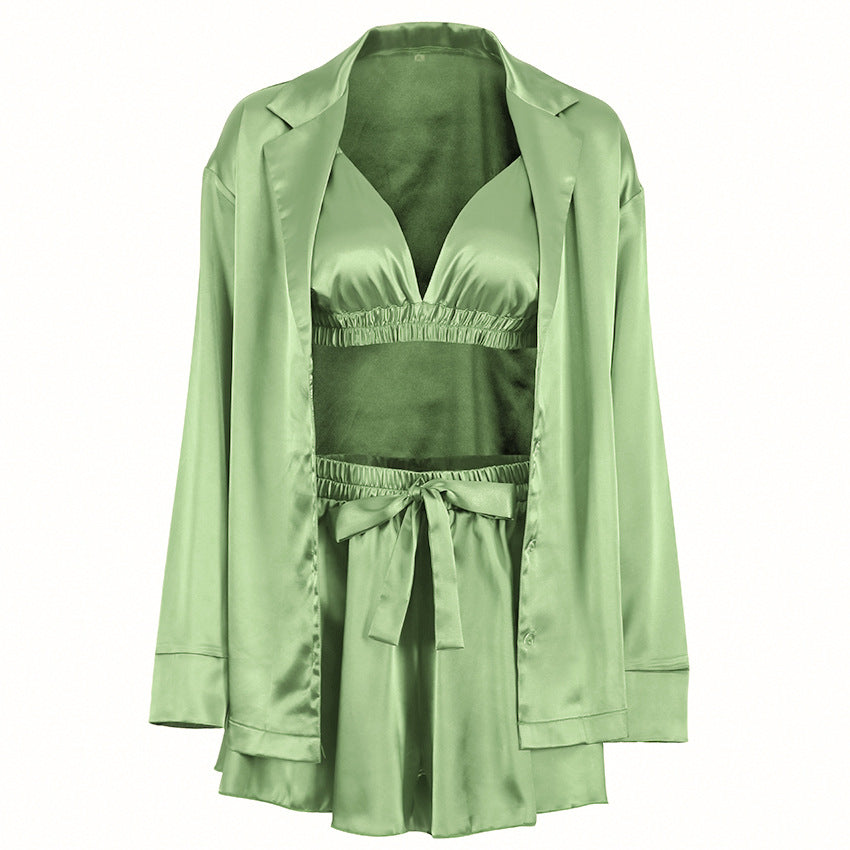 Silk long-sleeved bathrobe loungewear