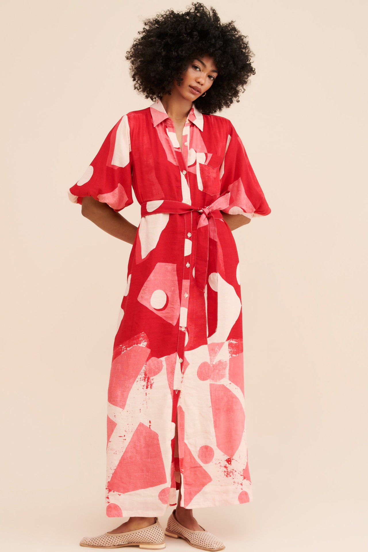 Printed shirt dress