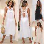 Hand hook spliced vest skirt sexy halter dress