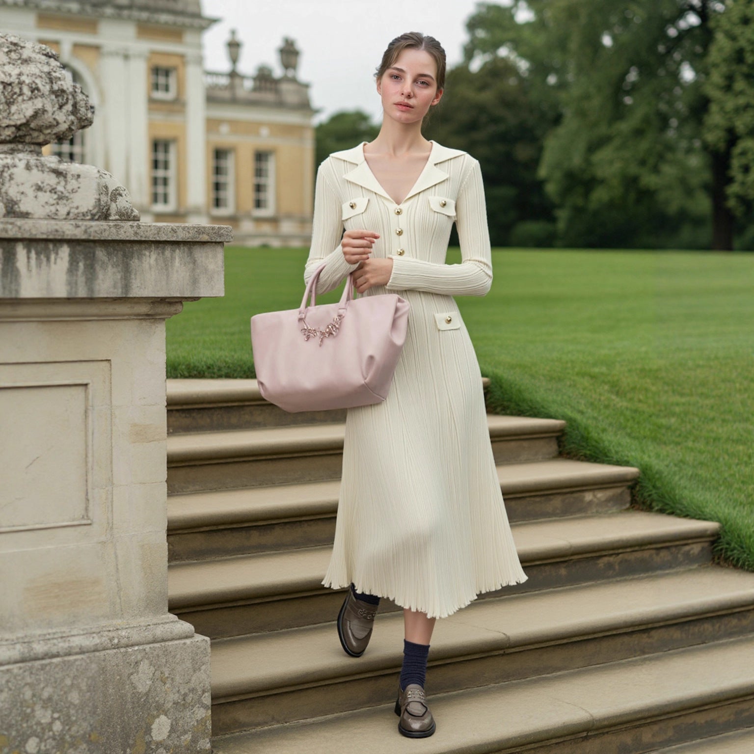 Simple dark brown long dress