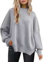 crew neck bat wing long-sleeved sweater