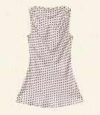 Coffee bean print loose satin dress