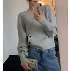 Retro Cropped Sweater Women ?¡ìC Unique Knit Top, Perfect for Spring & Fall