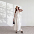 Back waist hollow sleeveless dress