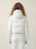 Hooded 3-in-1 short down jacket lamb wool ski jacket two-piece set