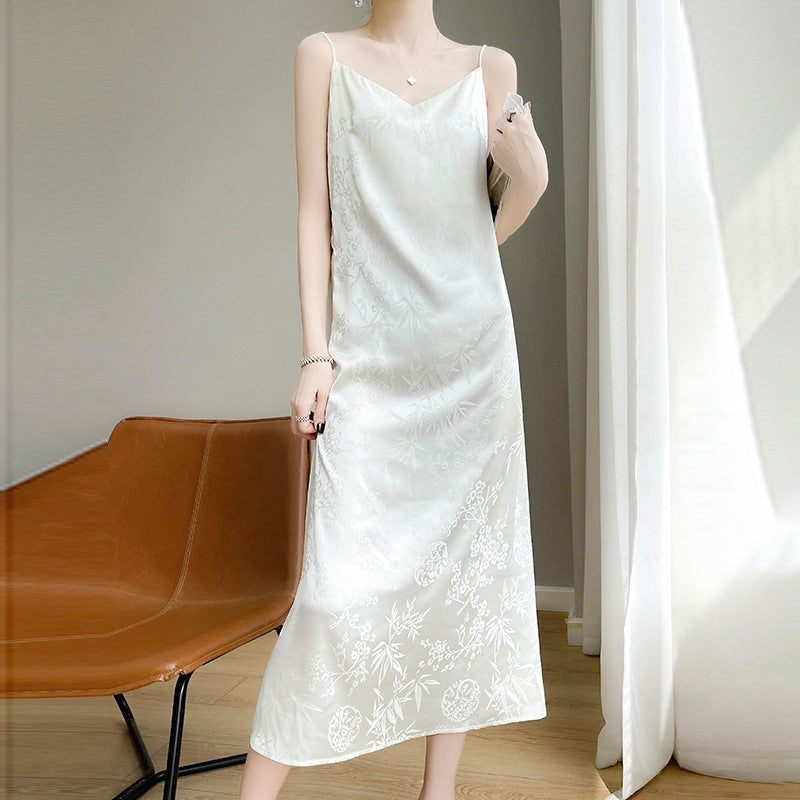 Silk mulberry silk suspender dress