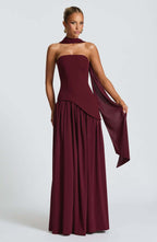 Tube top solid color split dress