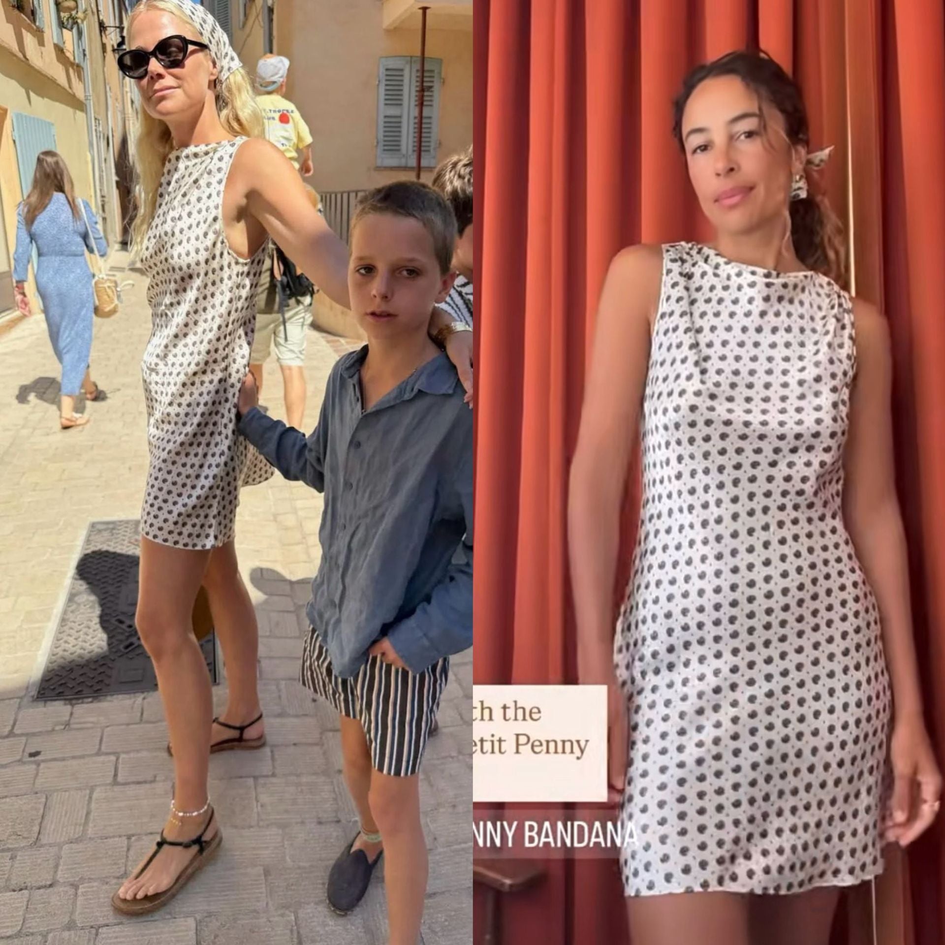 Coffee bean print loose satin dress