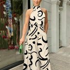 Crew neck sexy print jumpsuit