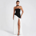 Tube top solid color split dress