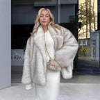 Fur fur long-sleeved cardigan top