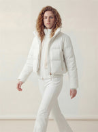 Hooded 3-in-1 short down jacket lamb wool ski jacket two-piece set