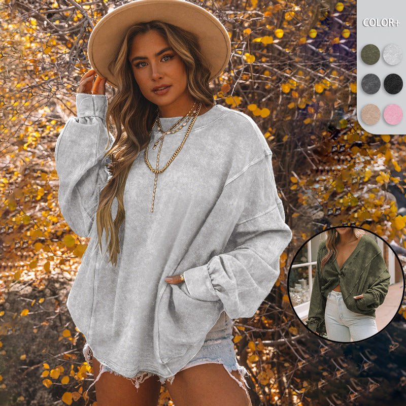 Personalized trendy jumper washed sweater