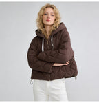 Hooded rhombus woven white duck down jacket