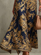 Vintage gold embroidered long dress