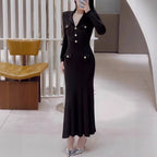 Simple dark brown long dress