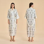 Satin chiffon bathrobe shuffle print nightgown