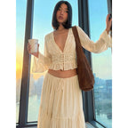 Lace chiffon cardigan top strap-on dress