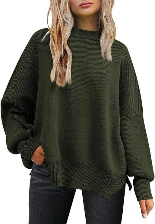 crew neck bat wing long-sleeved sweater