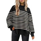 crew neck bat wing long-sleeved sweater