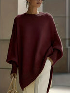 Crew neck pullover solid color knitted sweater