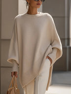 Crew neck pullover solid color knitted sweater
