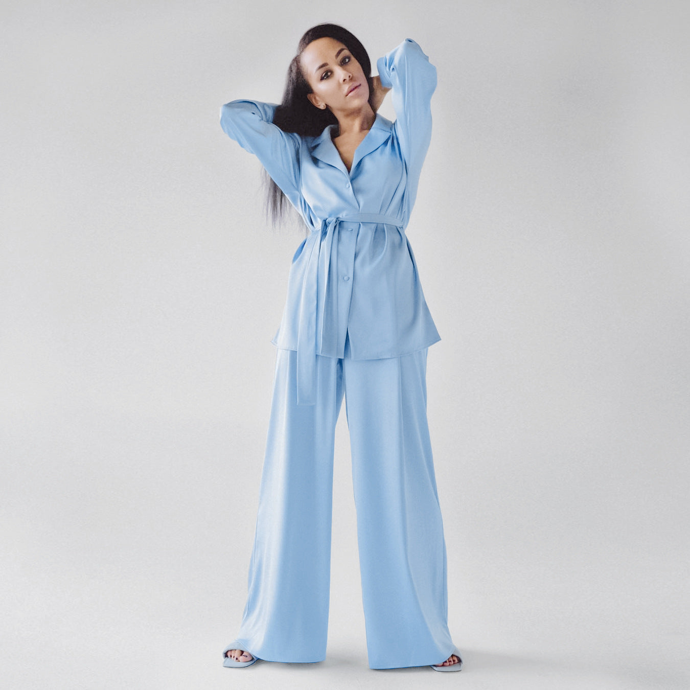 Simulated silk loungewear set