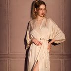 Seven-quarter-sleeved jacquard ice silk nightgown